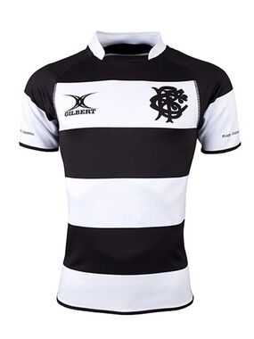 Gilbert Barbarians FC Black White Striped  Rugby Jersey
